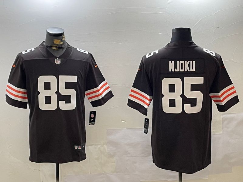 Men Cleveland Browns #85 Njoku Brown Second generation 2024 Nike Limited NFL Jersey style 1